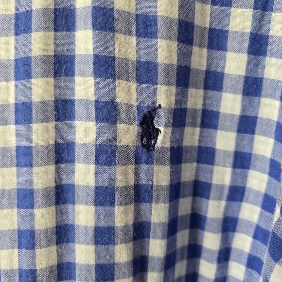 Ralph Lauren Classic Fit Button Down Shirt Blue Check Long Sleeve Cotton Size XL - Picture 3 of 5
